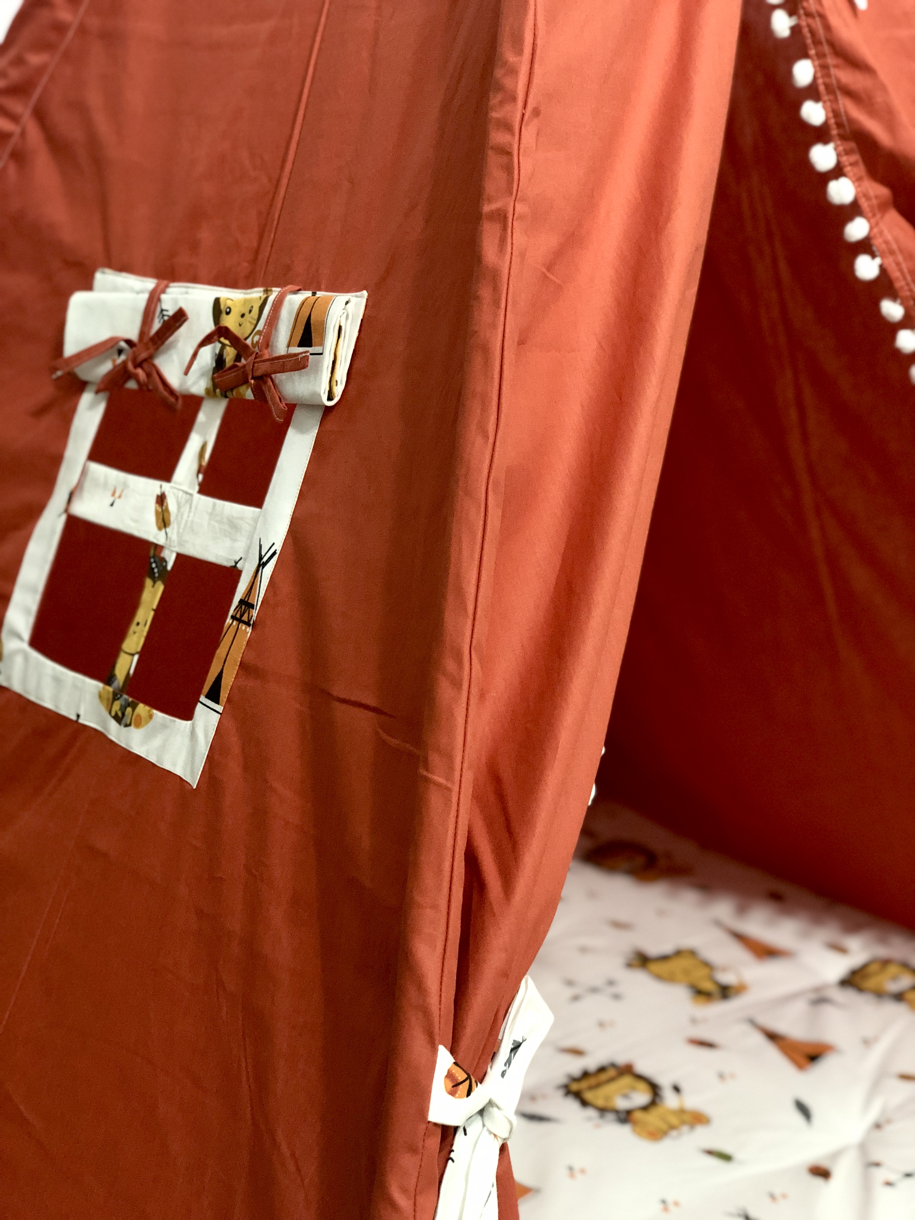 Fire color tent with lion and monkey print